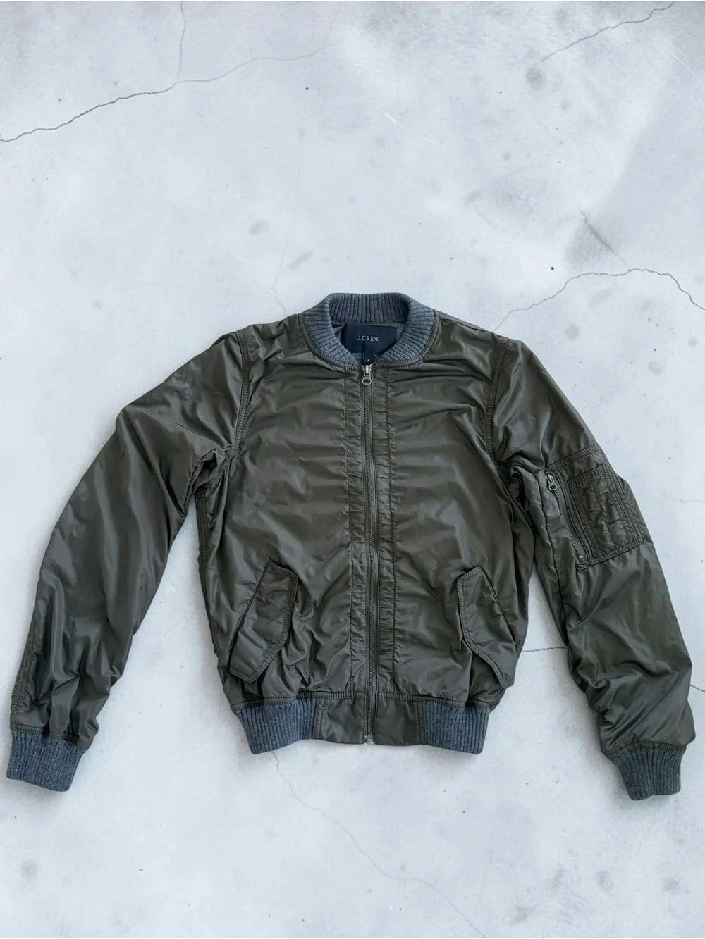 J. Crew Olive Cropped Bomber Jacket